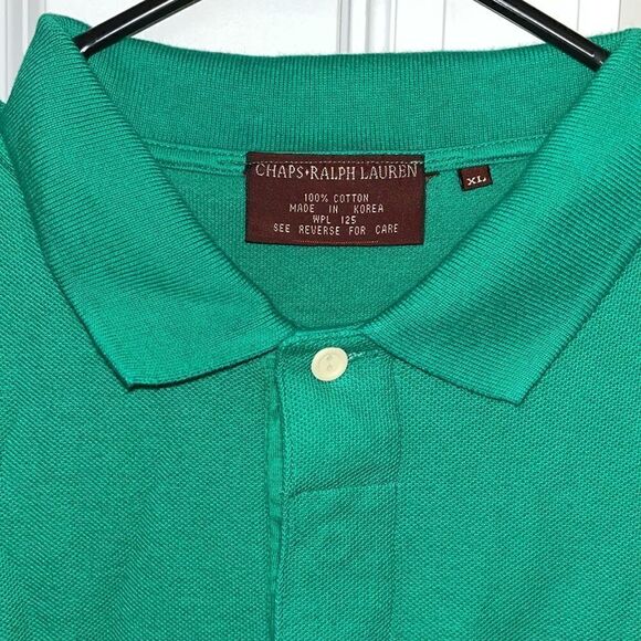 Vintage Chaps by Ralph Lauren Polo Golf Shirt Green Logo on chest 80s Deadstock - Picture 4 of 9